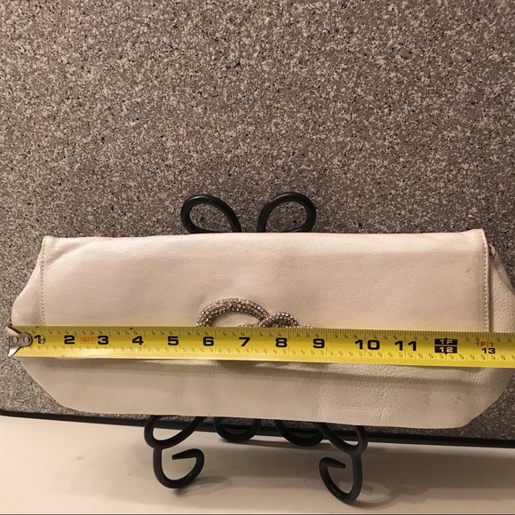 Pearl Leather Clutch with Crystal Snake accent - Picture 9 of 11
